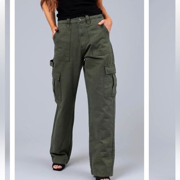 Cello Army Green High Rise Wide Leg Carpenter Jeans never worn! Size 3 Junior - Picture 6 of 12